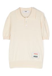 MSGM Kids logo-patch cotton polo shirt - Toni neutri