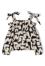 MSGM Kids ruffle logo-print crop-top - Toni neutri