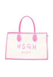 MSGM Kids logo-print canvas tote bag - Toni neutri
