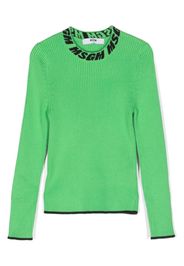 MSGM Kids intarsia-knit ribbed jumper - Verde