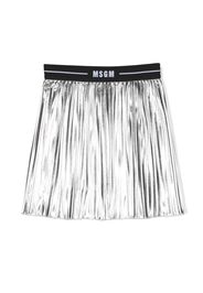 MSGM Kids Gonna plissettata con fascia logo - Argento