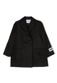 MSGM Kids logo-patch double-breasted coat - Nero