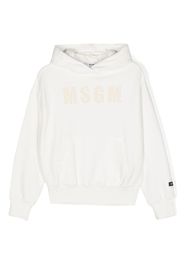 MSGM Kids distressed-finish logo-print hoodie - Bianco