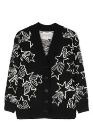 MSGM Kids patterned intarsia-knit V-neck cardigan - Nero