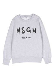 MSGM Kids logo-print cotton sweatshirt - Grigio