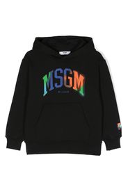 MSGM Kids logo-print cotton hoodie - Nero