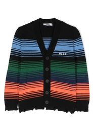 MSGM Kids logo-embroidered V-neck cardigan - Nero