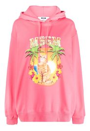 MSGM graphic-print cotton hoodie - Rosa