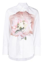 MSGM rose-print poplin shirt - Bianco