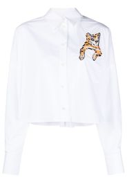 MSGM sequin-embellished cat cotton shirt - Bianco