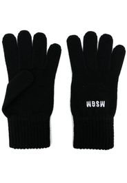 MSGM logo-embroidered knitted gloves - Nero