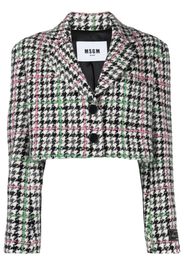 MSGM cropped houndstooth single-breasted blazer - Bianco