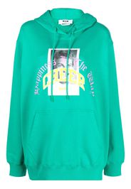 MSGM graphic-print jersey cotton hoodie - Verde