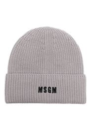 MSGM logo-embroidered ribbed-knit beanie - Grigio