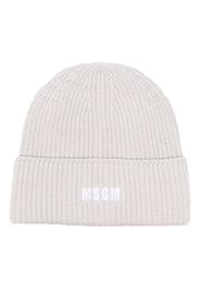MSGM Berretto a coste con ricamo - Grigio