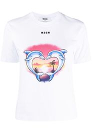 MSGM dolphin-print cotton T-shirt - Bianco