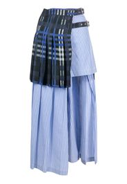 MSGM mix-print layered asymmetric midi skirt - Blu