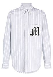 MSGM logo-appliqué striped cotton shirt - Grigio