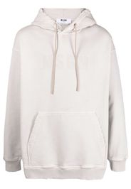 MSGM tonal logo-print cotton hoodie - Grigio