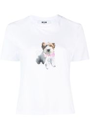 MSGM dog-print cotton T-Shirt - Bianco