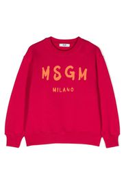 MSGM Kids logo-print cotton sweatshirt - Rosa