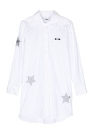 MSGM Kids star-patch cotton shirtdress - Bianco