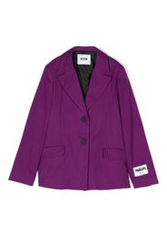 MSGM Kids logo-patch single-breasted blazer - Viola