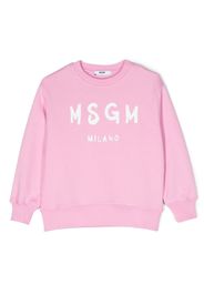 MSGM Kids logo-print cotton sweatshirt - Rosa