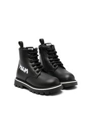 MSGM Kids logo-print leather ankle boots - Nero
