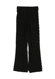 MSGM Kids logo-patch cable-knit trousers - Nero