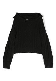 MSGM Kids logo-patch cable-knit jumper - Nero