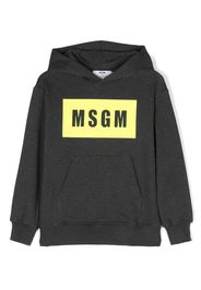 MSGM Kids logo-print cotton hoodie - Grigio