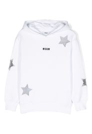 MSGM Kids logo-embroidered cotton hoodie - Bianco
