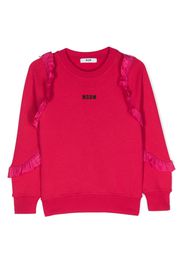MSGM Kids logo-embroidered ruffle-detailing sweatshirt - Rosa