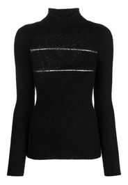 MSGM sheer-panel knitted jumper - Nero
