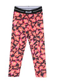 MSGM Kids logo-waistband butterfly-print leggings - Nero