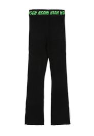 MSGM Kids logo-print ribbed trousers - Nero