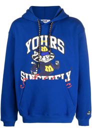 MSGM graphic-print cotton hoodie - Blu