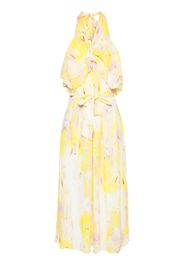 MSGM floral-print ruffled-detail dress - Giallo