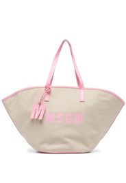 MSGM New logo-print tote bag - Toni neutri