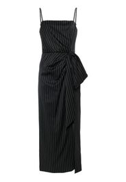 MSGM pinstripe knotted-waist midi dress - Blu