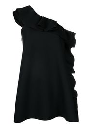 MSGM Abito corto asimmetrico con volant - Nero