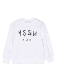 MSGM Kids logo print cotton sweatshirt - Bianco