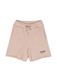 MSGM Kids distressed finish cotton shorts - Marrone