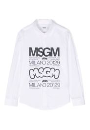 MSGM Kids logo-print poplin shirt - Bianco