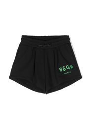 MSGM Kids logo-print cotton track shorts - Nero