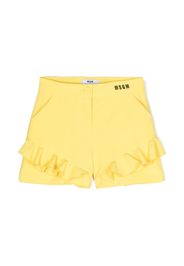 MSGM Kids ruffle-detail embroidered-logo shorts - Giallo