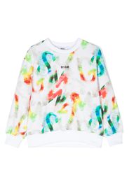 MSGM Kids Felpa Watercolour - Bianco