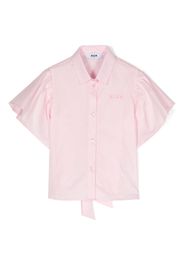 MSGM Kids logo-embroidered cotton shirt - Rosa