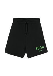 MSGM Kids logo-print cotton shorts - Nero